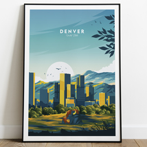 Denver Poster | Colorado Print, Denver Skyline Wall Art &amp; Birthday Gift Idea - £20.65 GBP+