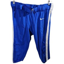 Mens Football Game Pants Nike Large Royal Blue Belt White Stripe Side Practice - £23.72 GBP