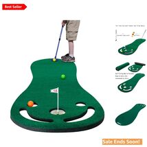 Indoor Outdoor Mini Golf Putting Green Mat Set with Adjustable Putter fo... - $121.72