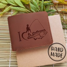 Dad Fishing Gift Personalized Leather Custom Handmade Engraved Wallet for Men - £35.66 GBP