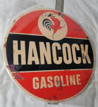 VINTAGE HANCOCK Gasoline COMPANY SIGN PUMP PLATE GAS STATION OIL Apart14 - $24.75