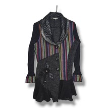 Anthropologie Sioni Liquid Cardigan Wool Mohair Long Sweater Boho Art to Wear - £30.06 GBP