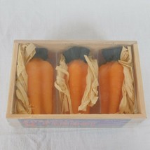 Carrot Shaped Citronella Candles Wooden Box Set of 3 Vegetables Patio Companion - £11.48 GBP