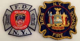 Vintage Pair Fire Company Department Patches FD NY Big Apple Excelsior S... - £31.12 GBP