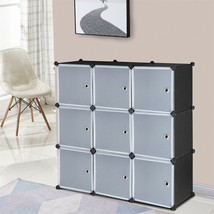 9-Cube DIY Plastic Closet Cabinet Book Shelf Organizer Storage Shelving Doors - £40.67 GBP