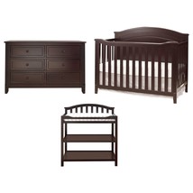 3 Piece Crib Changing Station 6 Drawer Dresser Nursery Furniture Set Espresso - $27,707.88 MXN