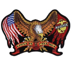 EAGLE AMERICAN FLAG MARINES PATCH P3540 MILITARY patches BIKER EMBROIDERED - $8.50