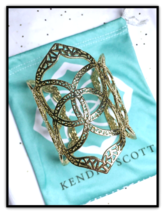 Kendra Scott Roni Gold Tone Filigree Cuff Statement Bracelet with Dust Bag - $56.07