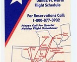 Lone Star Airlines Flight Schedule Time Table November 1, 1992 Dallas Texas - £14.97 GBP