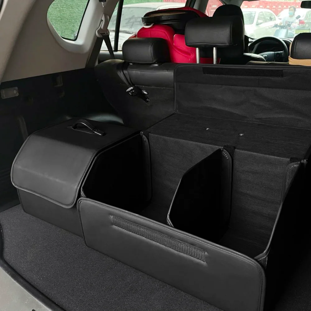 Folding Car Storage Box Large Capacity Auto Trunk Organizer Boxes Leather - £19.39 GBP+