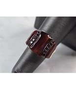 Womens Vintage Sterling Silver Modernist Tigers Eye Garnet Ring 7.2g E3715 - $1,200.51 MXN