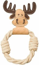 Tough Dog Toys Leather Double Stitched Rope Animal Rings Assorted Character 11&quot; - £10.98 GBP