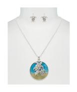 Sea Turtles and Ocean Pendant Necklace and Earrings Set - £11.90 GBP