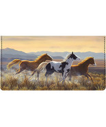 Hautman Brothers Wild Horses Leather Checkbook Cover  - £19.27 GBP