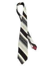 Hughes And Hatcher Oleg Cassini Brown Tan White Silk Necktie Diagonal St... - £7.83 GBP