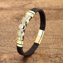 Luxury Micro Inlay Zircon Snake Shape Charm Bracelets For Women Personality Leat - £18.85 GBP