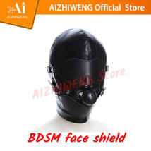 Adult unisex PU Leather,Black BDSM Sexy Leather Mask Hood Mask - £17.76 GBP
