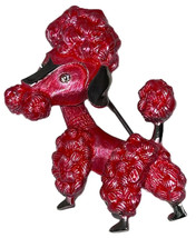 Vintage Estate Pink ENEMEL French Poodle  Rhinestone Silver Tone Brooch ... - £16.81 GBP