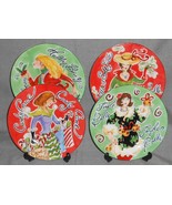 Set (4) American Atelier JINGLE BELLES PATTERN Salad/Dessert Plates w/Box - $40.69 CAD