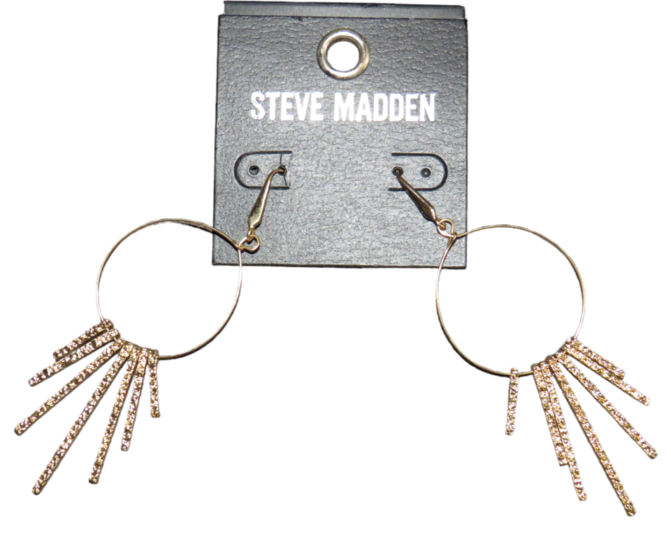 Primary image for Steve Madden Gold Tone Fringe Dangle Hoop Earrings