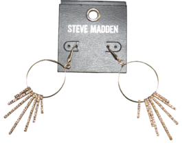 Steve Madden Gold Tone Fringe Dangle Hoop Earrings - £7.82 GBP