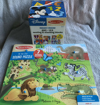 Melissa & Doug At The Zoo Sound Puzzle & Mickey Mouse Nesting & Stacking Blocks - $29.99