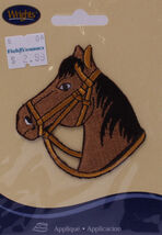 Wrights Horse Head Iron On Applique Brown Badge Equestrian Riding M211.10 - $54.57 MXN