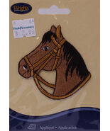 Wrights Horse Head Iron On Applique Brown Badge Equestrian Riding M211.10 - $2.99