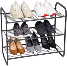 Gunmetal 3-Tier Metal Shoe Rack By Max Houser, Free Standing Shoe, And Entryway. - £36.50 GBP