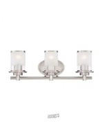 H.B.-3-Light Brushed Nickel Vanity Light with Clear,Sand Glass Shades 23... - £52.32 GBP