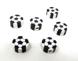 5 Soccer Polymer Fimo Beads Side Hole 1/2inDisc up to 1mm cord US Seller... - $3.91