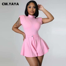 CM.YAYA Elegant Active Women&#39;s Set Bodysuit and Flare Shorts Fashion Chic Tracks - £59.23 GBP+