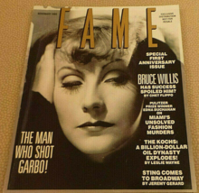 Fame Magazine Greta Garbo; Bruce Willis; Sting; 1st Anniv Special; Nov 1989 VG+ - £24.03 GBP