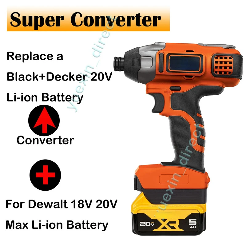 Generic Adapter For Dewalt 20V XR Battery Convert To Black+Decker 20V MAX Li-Ion - £62.88 GBP