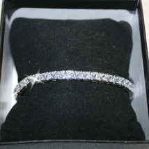 15 Carat Princess Diamond Alternatives Tennis Bracelet 14k White Gold over Base - £39.08 GBP