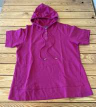 Joan Rivers NWOT Women’s French Terry Short Sleeve Hoodie size M Fuchsia Q10 - £12.58 GBP