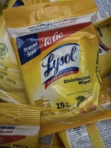 (10) Lysol To Go Disinfecting Wipes  Lemon Lime Scent 15 Per Pack Car Travel - $9.99