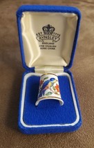 Vintage Aynsley England Fine Bone China Thimble, Box, Blue Bird, Red Flo... - £7.83 GBP