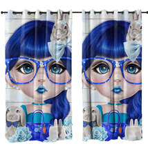 Bunny loving Bethany Blue Girl Curtain - $56.90+