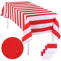 4 Pack Plastic Red And White Stripes Carnival Circus Tablecloths For Mov... - £19.69 GBP