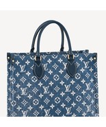 Louis Vuitton Onthego MM Bolsa Denim Azul Monograma Hombro M59608 - £4,070.42 GBP