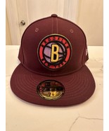 Brooklyn Nets Burgundy purple Fitted Cap Size 7 1/4 - £19.41 GBP