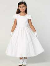 Girls White First Communion Dress w/ Smocked cotton bodice (178) - $3,153.46 MXN