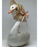 VTG Homeco Goose Figurine With Hat &amp; Flower Accents 12&quot; Tall Decor Easte... - $30.48