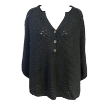 Peck &amp; Peck Weekend Women&#39;s Black Long-Sleeve Fishnet Poncho Sweater Siz... - £22.28 GBP