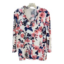 Talbots Women’s Floral Long Sleeve Knit Top – Size Large – Ruffled V-Nec... - $20.00
