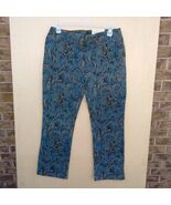 Soft Surroundings Marbled Print Peacock Pants Stretch Straight Leg Blue ... - $29.01 CAD