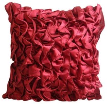 Vintage Style Ruffles Red Satin Pillow Covers 16&quot;x16&quot;, Vintage Rubys - $445.09 MXN+