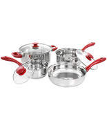 Gibson Home Crawson 7 Piece Stainless Steel Cookware Set in Chrome with ... - $73.55