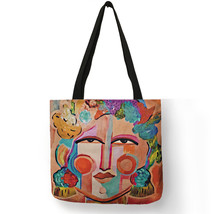 B13045 Abstract Women Portrait Painting  Handbags Tote Bags for Women Lady Shoul - £13.77 GBP